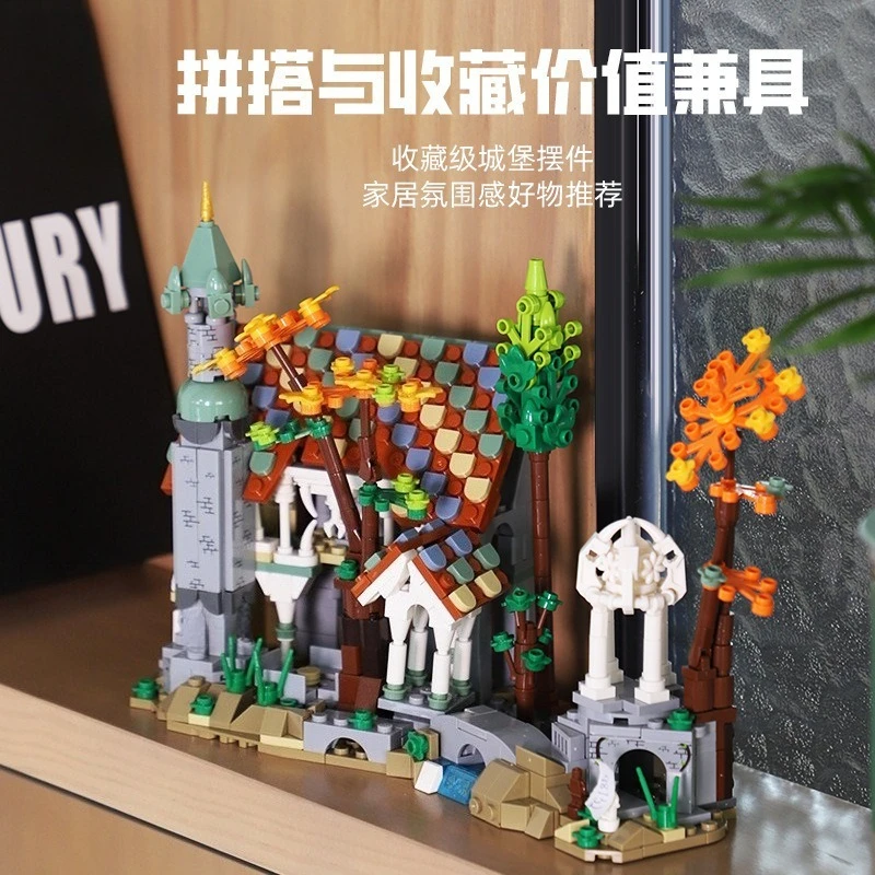 نموذج منزل تجميع تعليمي للأطفال لبنة البناء لعبة قلعة وادي الخريف