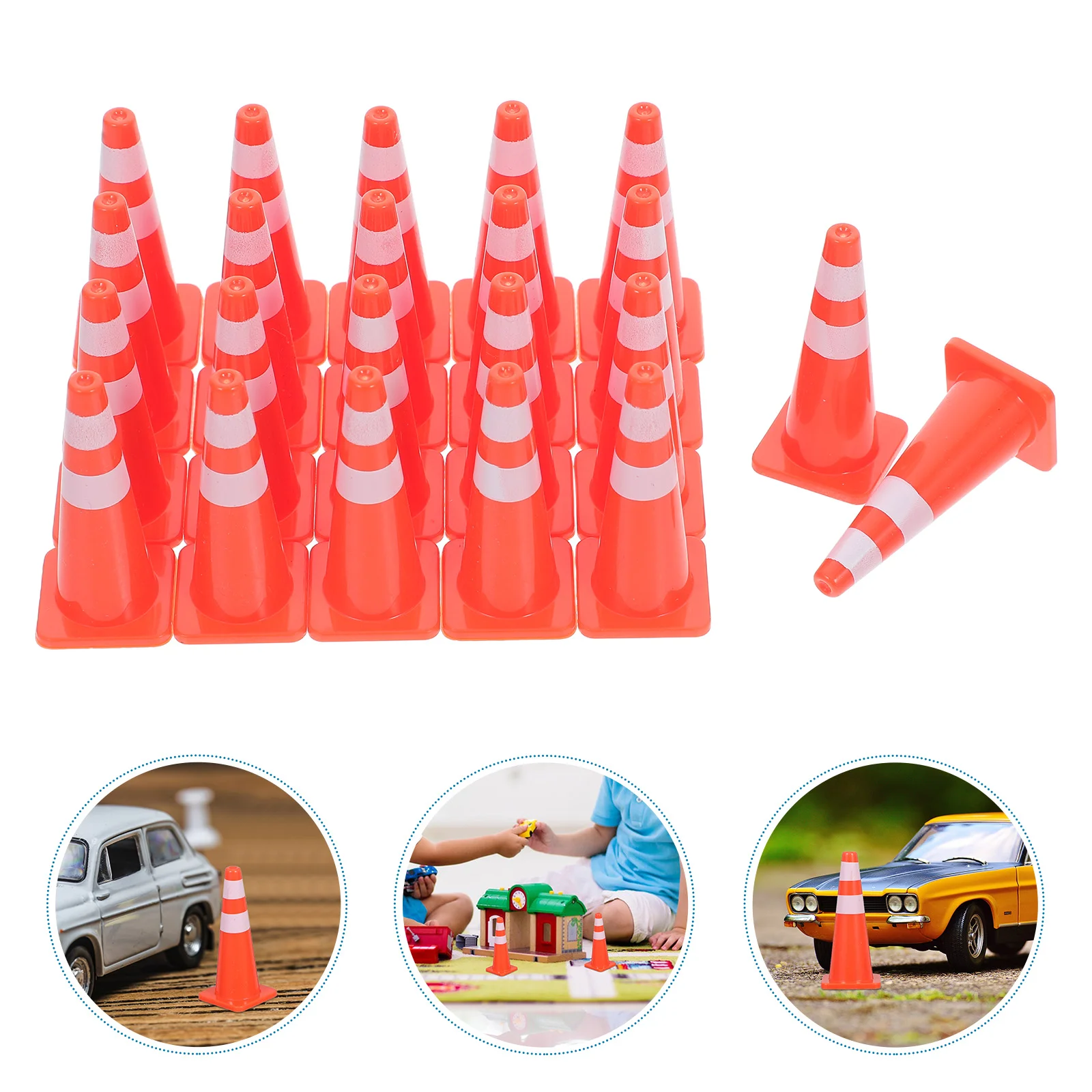 

20 Pcs Toy Roadblock Props Mini Construction Toys Traffic Cone Signs Pvc Kids Playing for Education Child