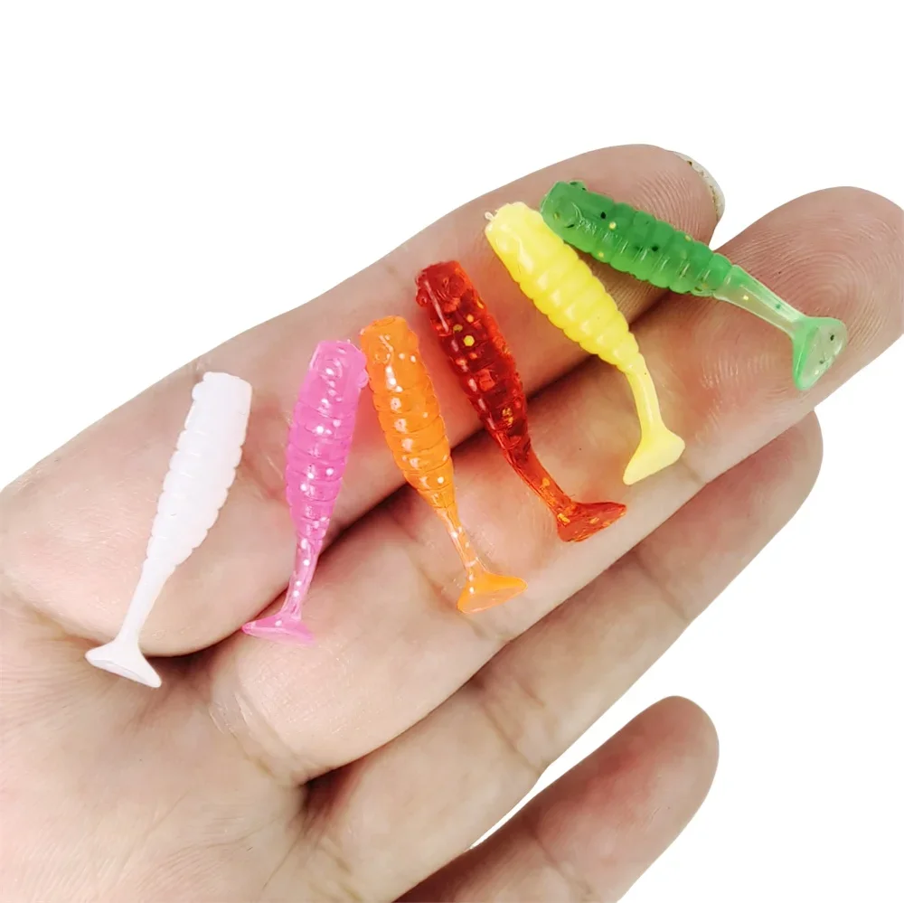 MUKUN 10PCS Fishing Paddle Tail Soft Bait Dwim Jig Mini Small Little Fish Bait Fishing 2.5cm/0.2g Multicolor