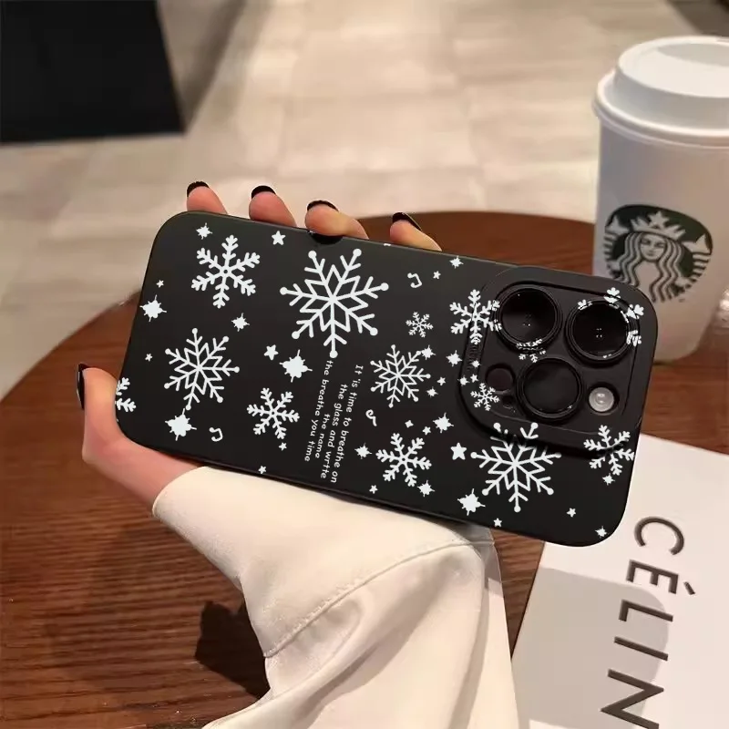 Winter White Snowflake Phone Case for Samsung Galaxy S25 S24 S23 S22 S21 Ultra FE Plus 5G A55 A35 A15 A54 A34 A14 A53 A16 Cover