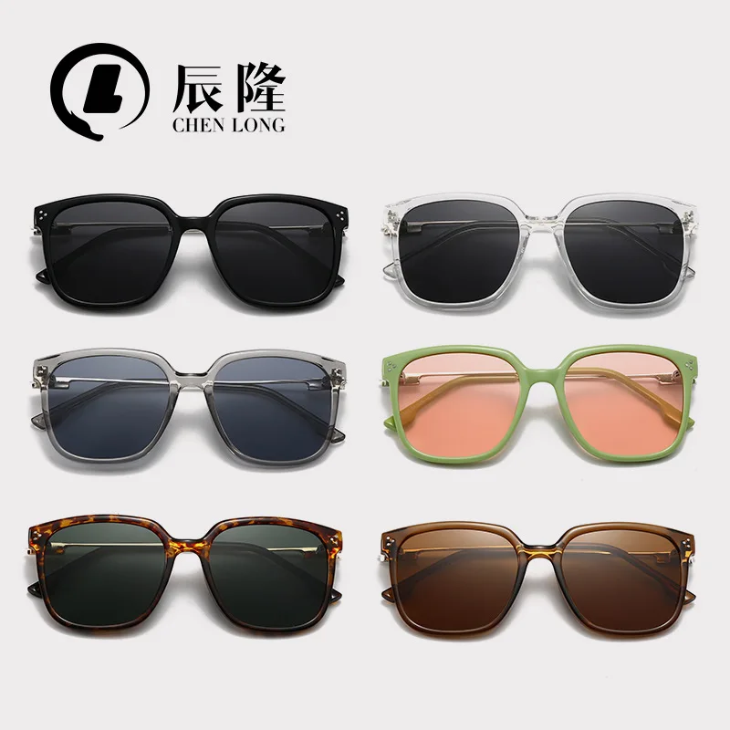 Nuevo tipo Retro coreano TrendgmSunglasses mujer influenciador en línea marco grande protección UV gafas de sol polarizadas MenTR2305