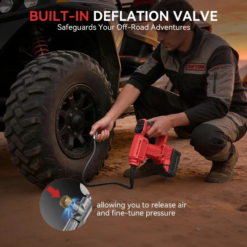 Electric Air Pump Cordless Car Tyre Inflator Portable Air Compressor for Makita/Milwaukee 18V Li-ion Batteries for Cars Bicycles