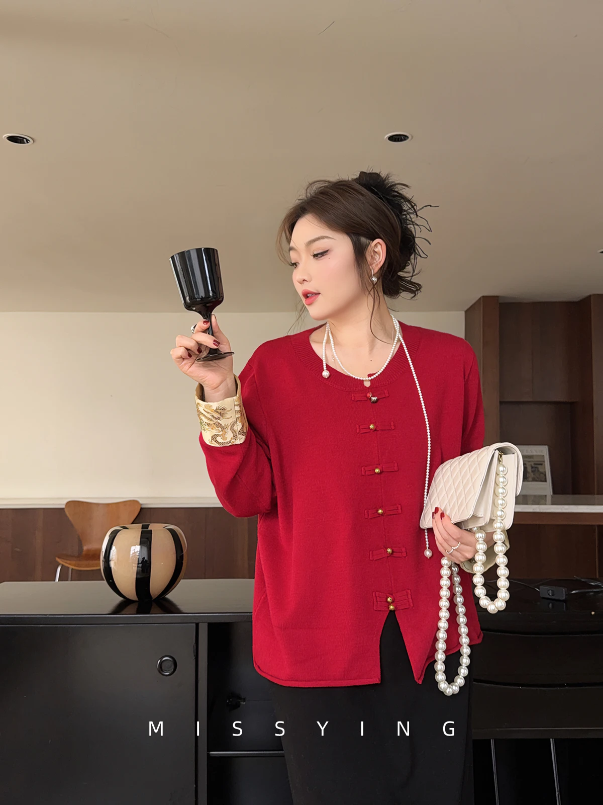 

Miss ng, большой размер, вязаный кардиган, новый китайский Sle, точный базовый слой на пуговицах, национальный открытый кардиган Bot irt