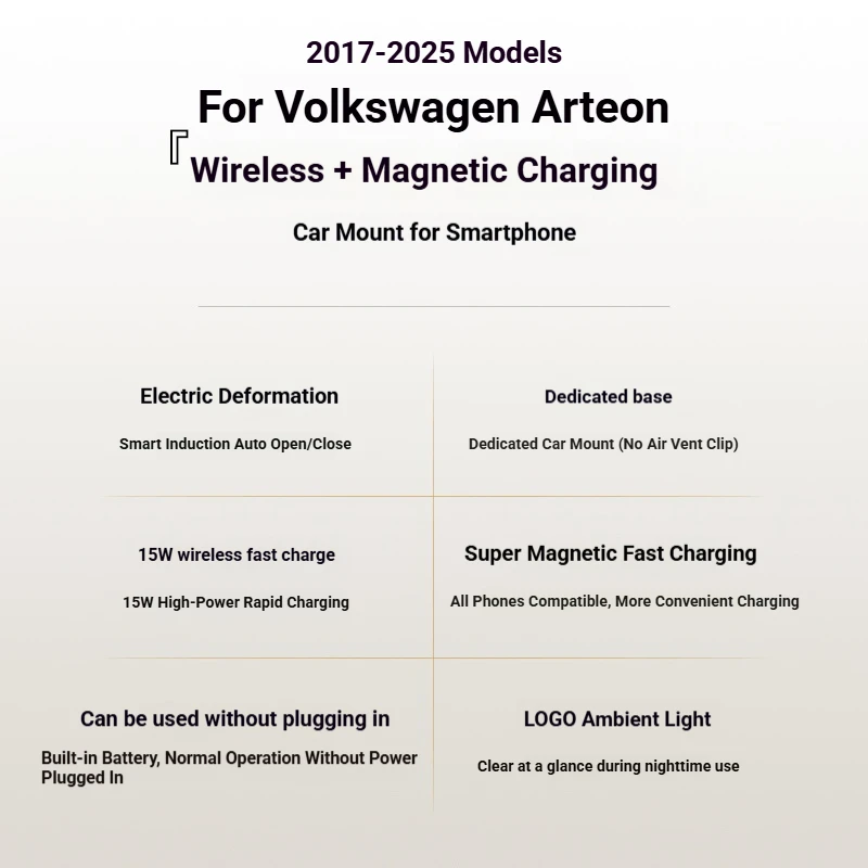2017-2025 For Volkswagen CC Arteon Mobile Phone Holder Wireless Charger Car Mount Navigation Bracket GPS Support