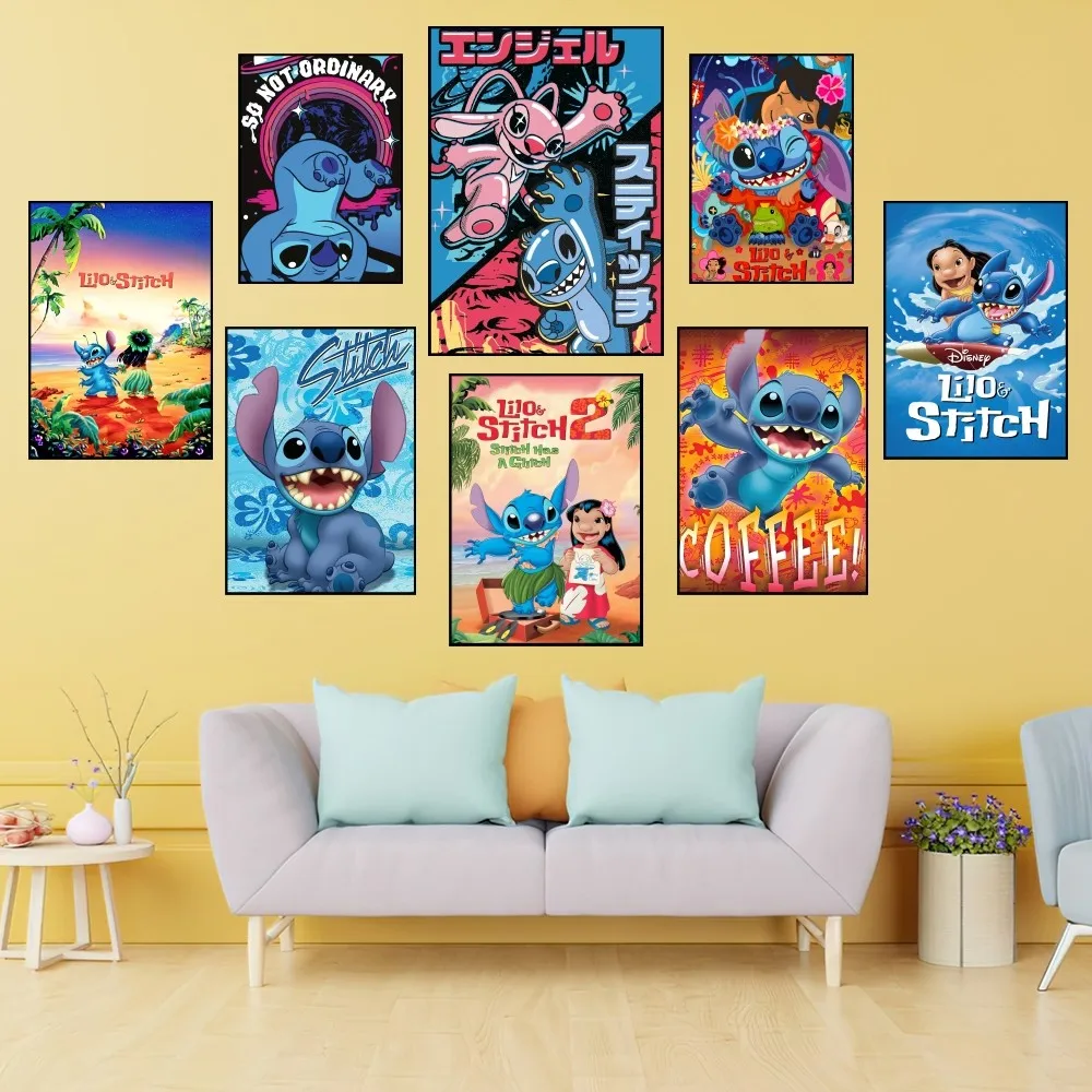 MINISO Disney Lilo And Stitch Poster Prints Wall Painting Bedroom Living Room Decoration Office Home