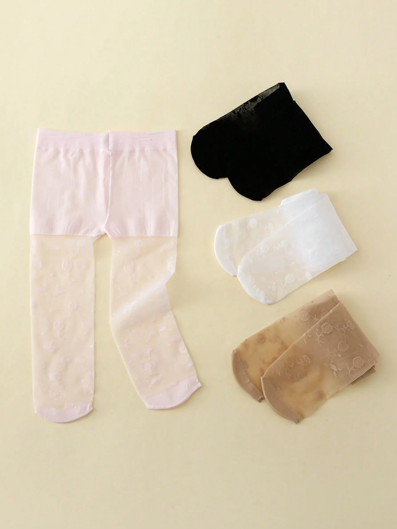 4 Pairs of Baby Girls Sweet Cute Flowers Spring and Summer Breathable Silk Stockings, for the Daily Life of Toddlers Aged 0-72 Months