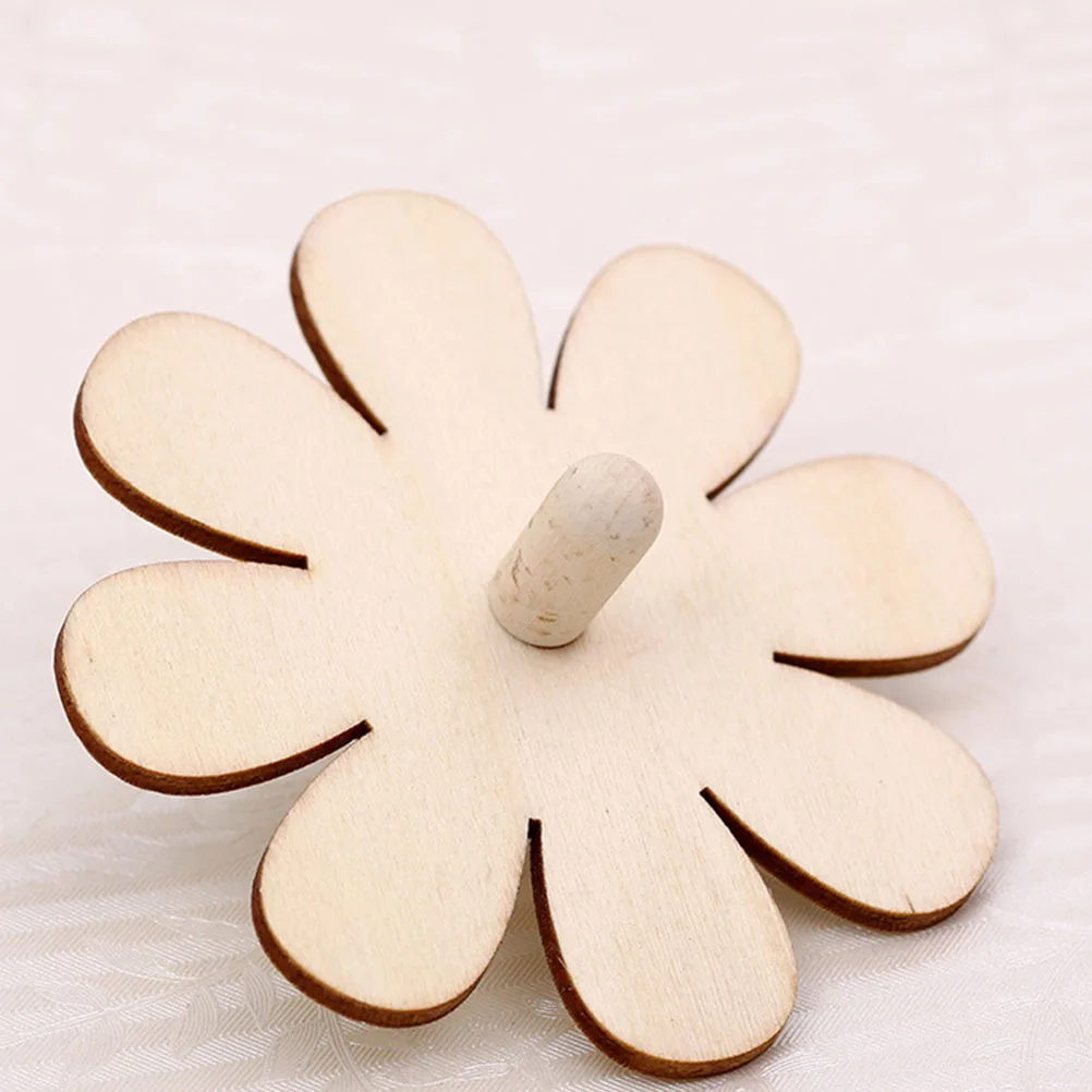 

8Pcs DIY Wooden Spinning Tops Unfinished Hand Paintable Educational Gift for Kids Creative Play Flower Hexagonal Round Shapes