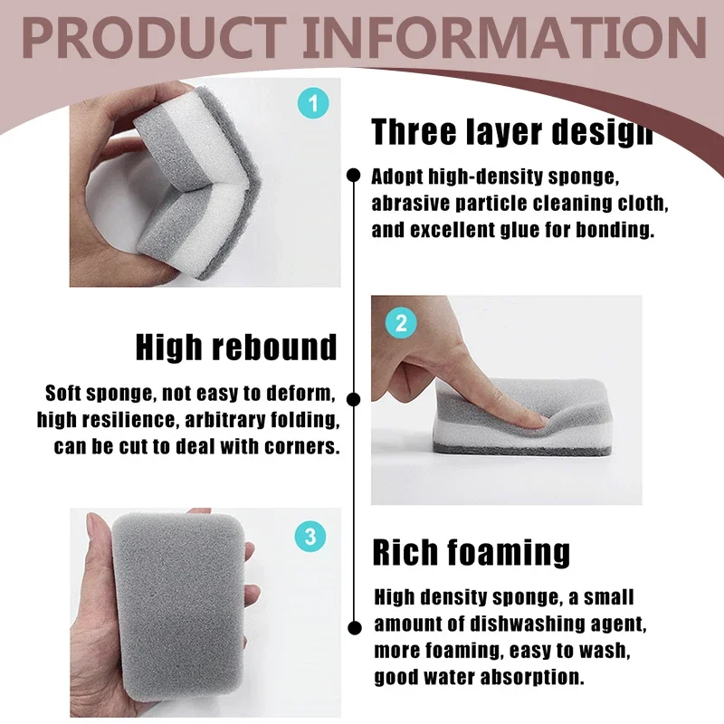 Double-sided Cleaning Spongs Brush Household Scouring Pad Kitchen Wipe Dishwashing Sponge Cloth Dish Cleaning Towels Tools