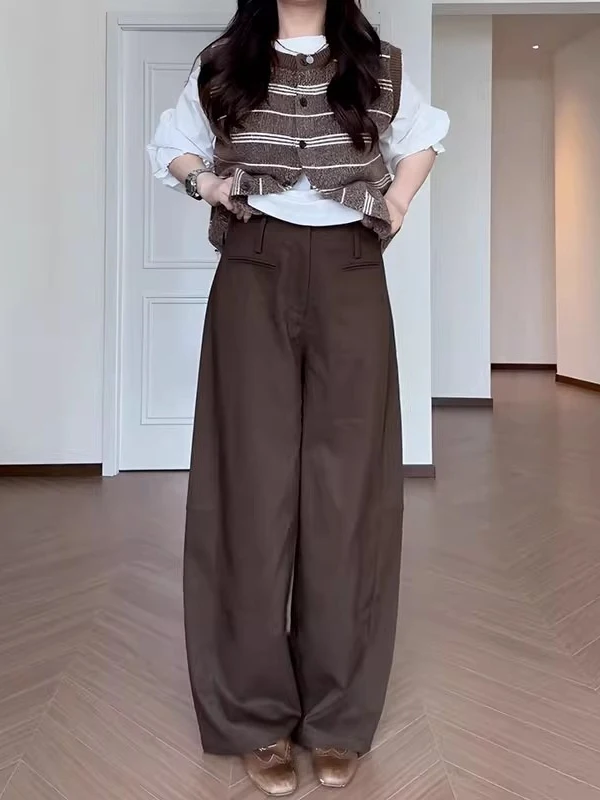 High Waist Floor-Length Scythe Pants Women's Casual Slimming Trousers Covering Hip Shape Flattering Autumn New Style plus Size
