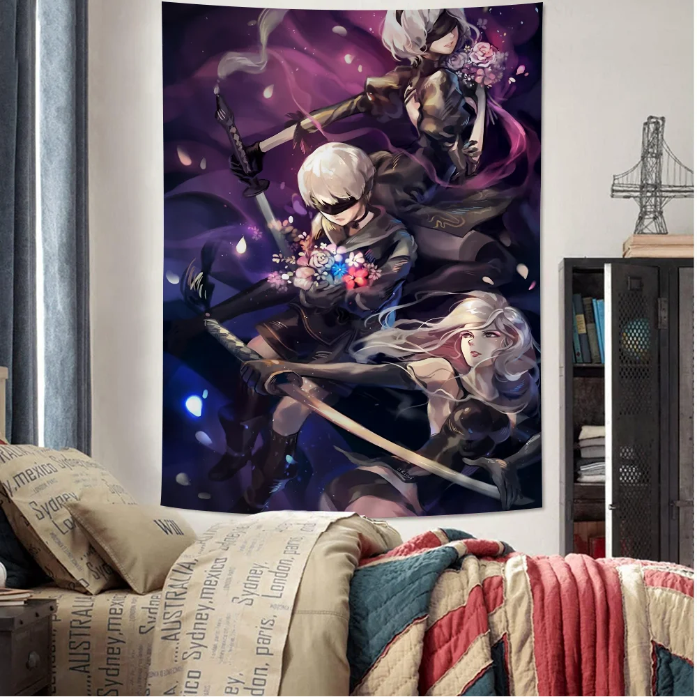 NieR Automata Printed Large Wall Tapestry Hanging Tarot Hippie Wall Rugs Dorm Cheap Hippie Wall Hanging