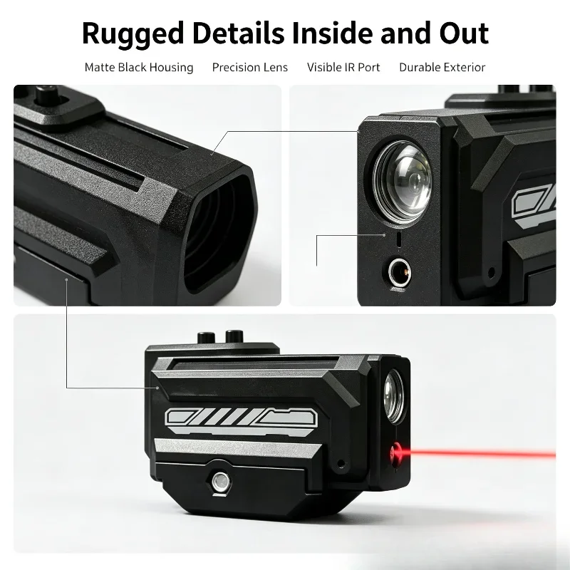 Slim Model Flashlight Bright White Illumination Precise Red Laser Stable Fit Standard 20mm Hobby Rails