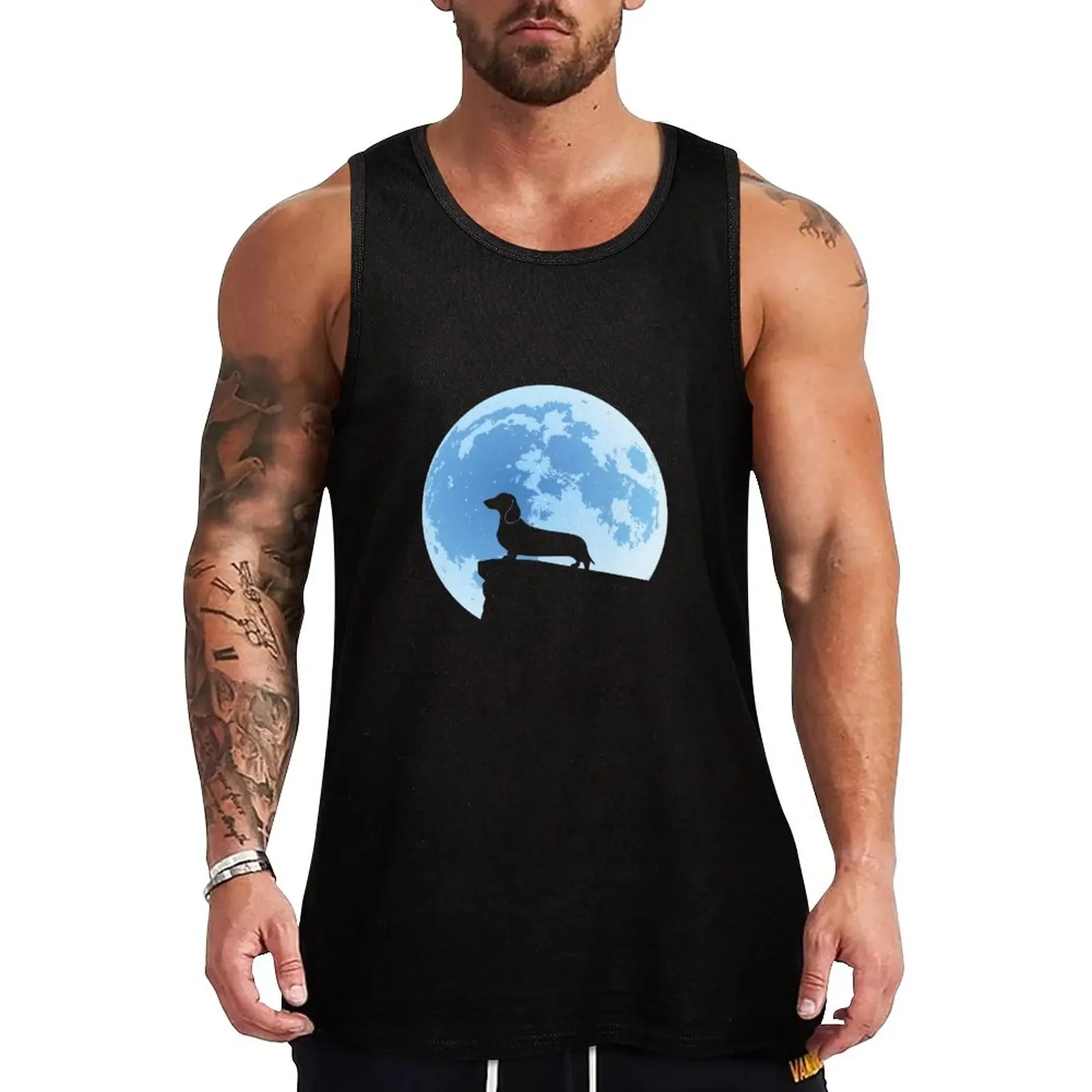 New Dachshund Moon Silhouette | NickerStickers? on Redbubble Tank Top Men's vest sleeveless vest men bodybuilding man