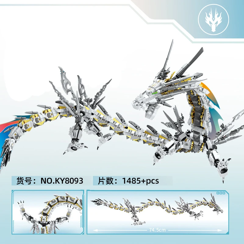 

White Hurricane Mechanical Eastern Dragon Model Bricks Toys MOC Robot Building Blocks Compatible With LEGO