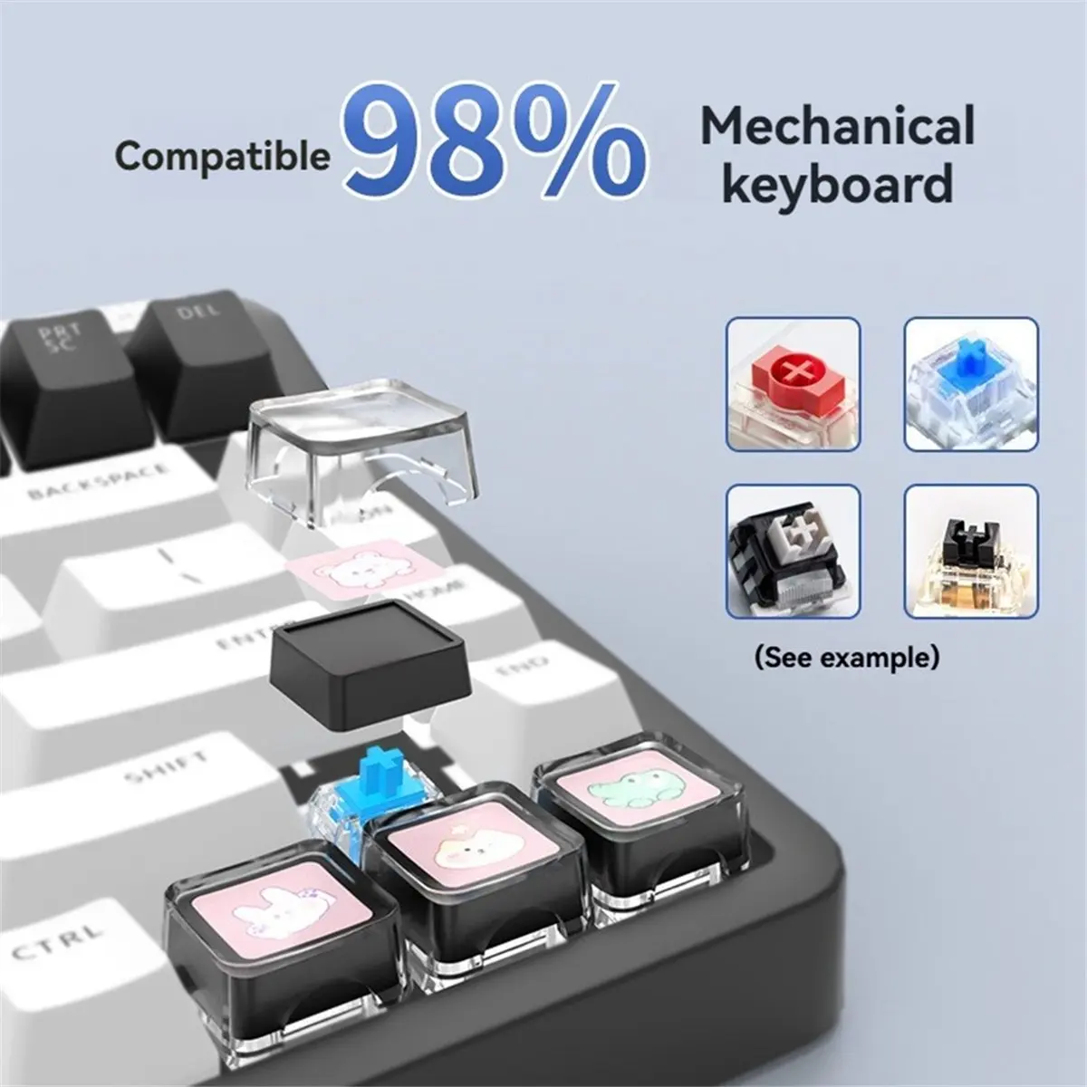 A64I Personalizing Keyboard Keycaps Double Layer Detachable for Customization and Maintenance DIY Keyboard Keycaps, 4Pcs