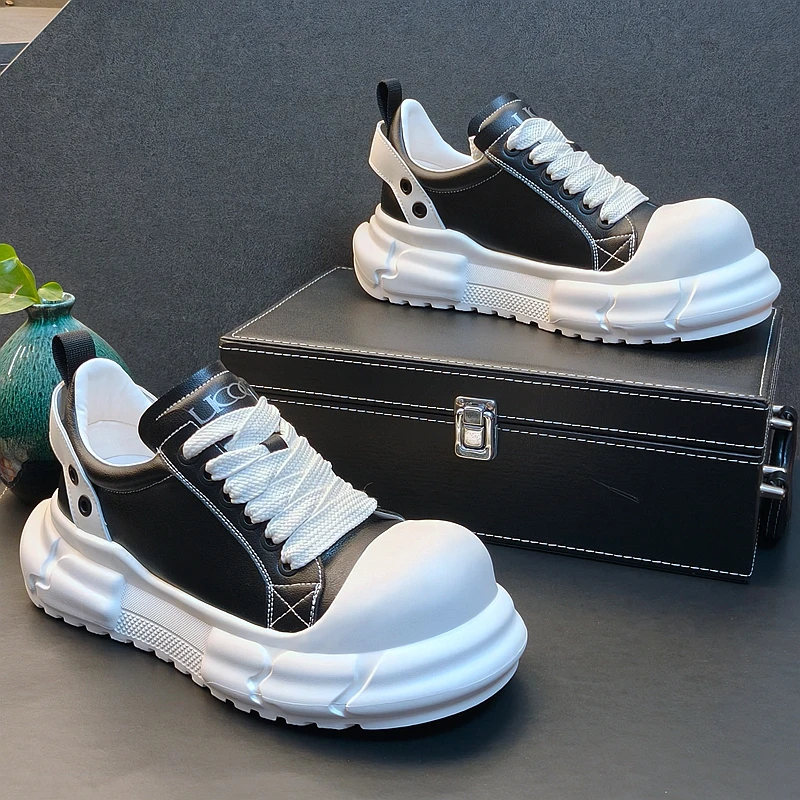 New Arrival Men Fashion Casual Popular White Shoes Spring Autumn Luxury Designer Youth Trending Thick Bottom Clunky Sneakers