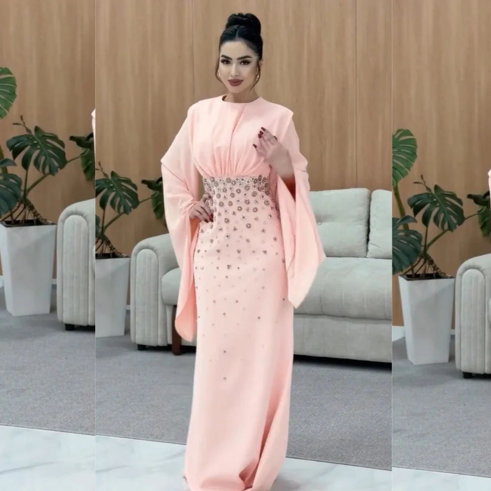 تخصيص عالية الجودة جيرسي الطية مطرزة مستقيم جوهرة فساتين طويلة مخصصة مناسبة العودة للوطن مطابقة #1