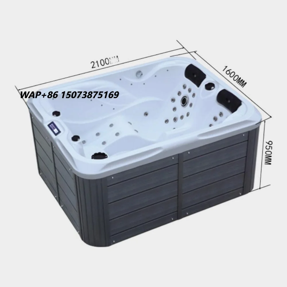 3 Person Luxury Eco-Friendly Modern Rectangle Outdoor Whirlpool Hot Spa Tub Couples Massage Free Standing Jacuzzier