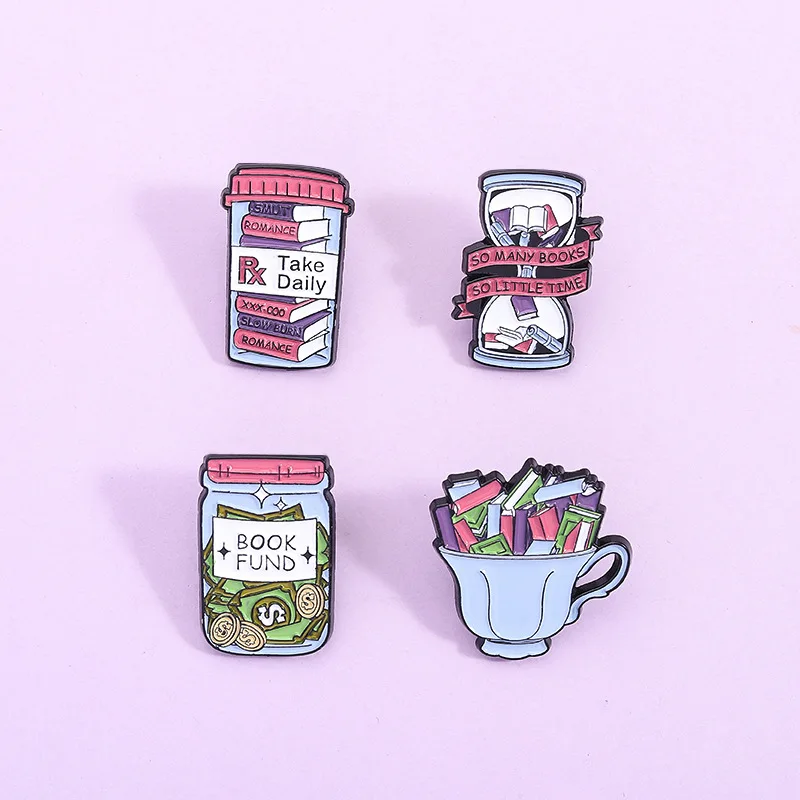 Fun book reading enthusiasts Enamel Pin Take Daily Reading Reminder Cherish time seize time to read Meaningful brooch