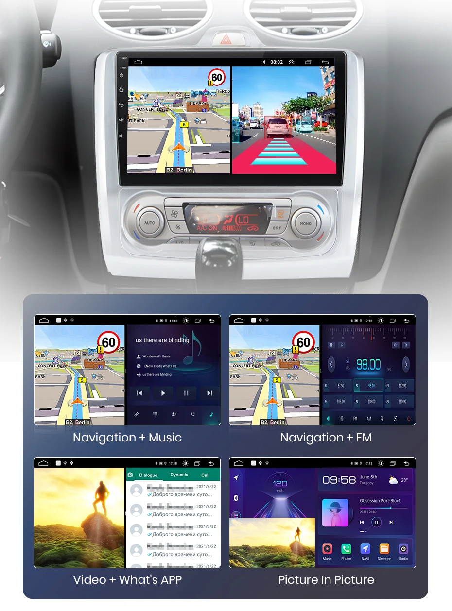 Junsun Kabelloses CarPlay Android Auto Autoradio für Ford Focus 2 3 Mk2 Mk3 2004-2011 2 DIN Multimedia-Stereoanlage mit Eingebautem Kühlventilator GPS-Navigation SWC Bluetooth FM RDS DSP IPS-Bildschirm Auto-Intelligentes System 4G WiFi – Detail 25