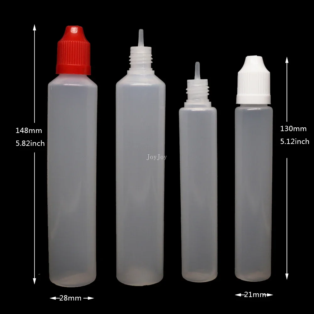 5 uds 30ml 60ml LDPE botellas de jugo vacías de plástico exprimibles aceite de esencia líquida o contenedor cuentagotas E con tapas tapones