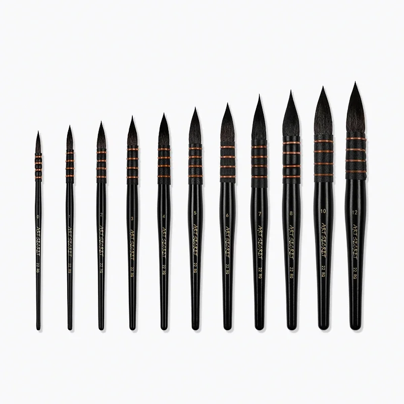 ArtSecret High Quality 22RQ Paint Brushes Squirrel Hair Handle Wooden Artistic Art Pen for Watercolor Drawing