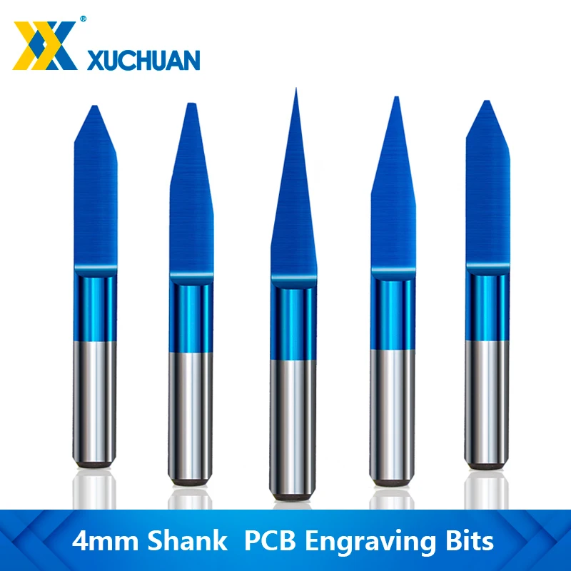 

4mm Shank PCB Engraving Bits 10-90 Degrees V Shape Carbide End Mill Flat Bottom 3D Milling Cutter CNC Router Tool