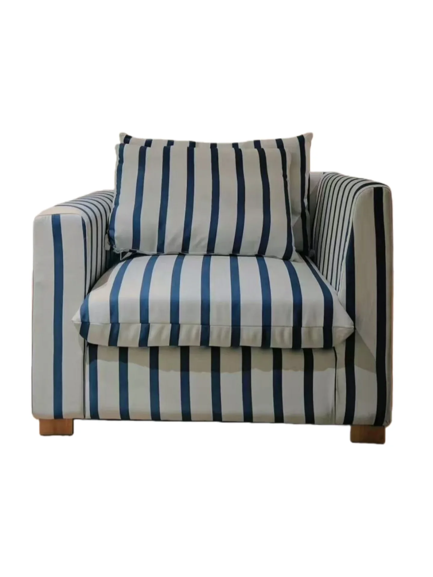 

French retro style bed and breakfast fabric sofa living room bedroom leisure designer blue striped double