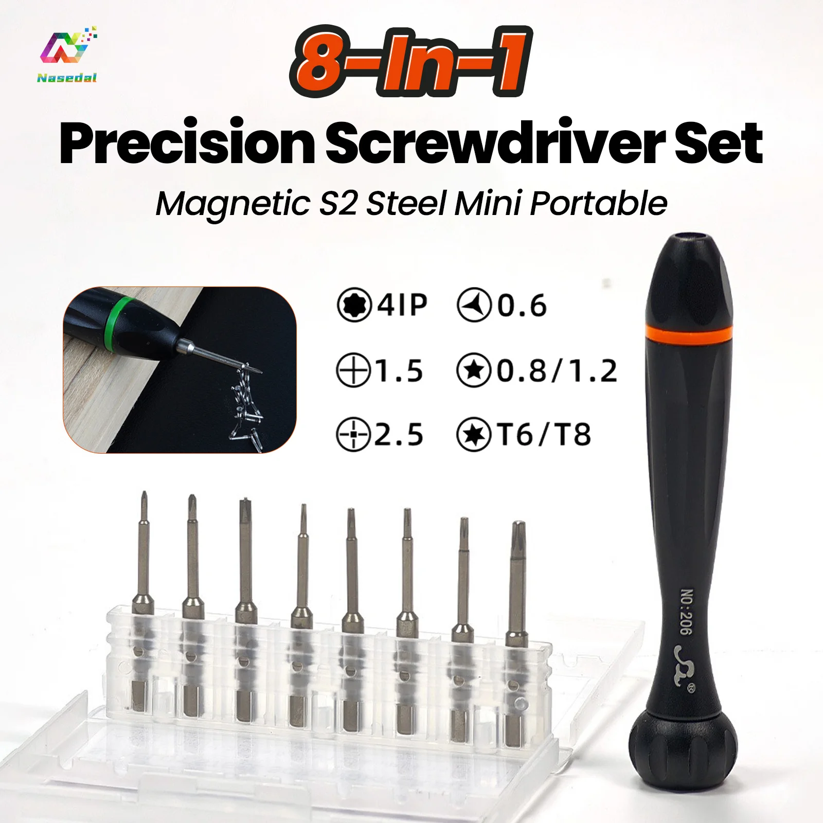 

8-In-1 Precision Screwdriver Set Magnetic S2 Alloy Steel Bits Ergonomic for Iphone Android Watch Computer Electronic Repair Tool