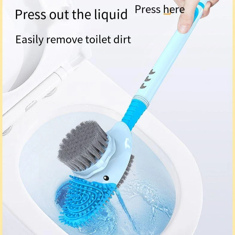 

New Cartoon Cute Duck Toilet Brush with Liquid Dispenser - Base Long-Handle Brush for Dead-Corner-Free Cleaning