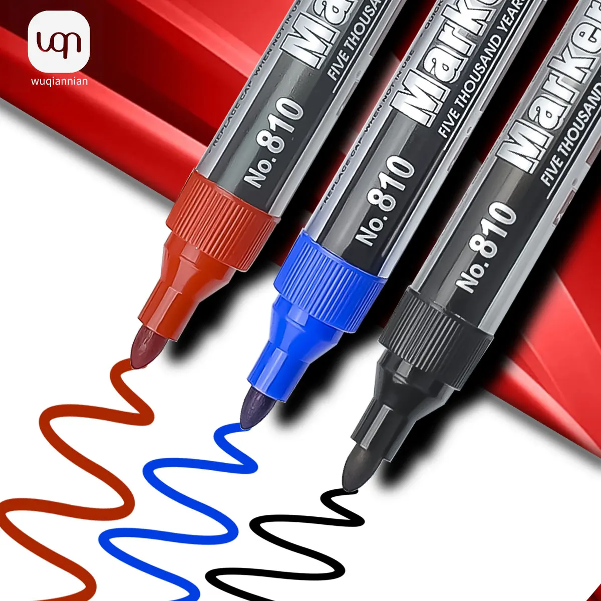 

10Pcs 2mm Thick Pen Tip Permanent Paint Marker Pen Black Blue Red Oily Waterproof Signature Pen for Paper Markers Quick Drying