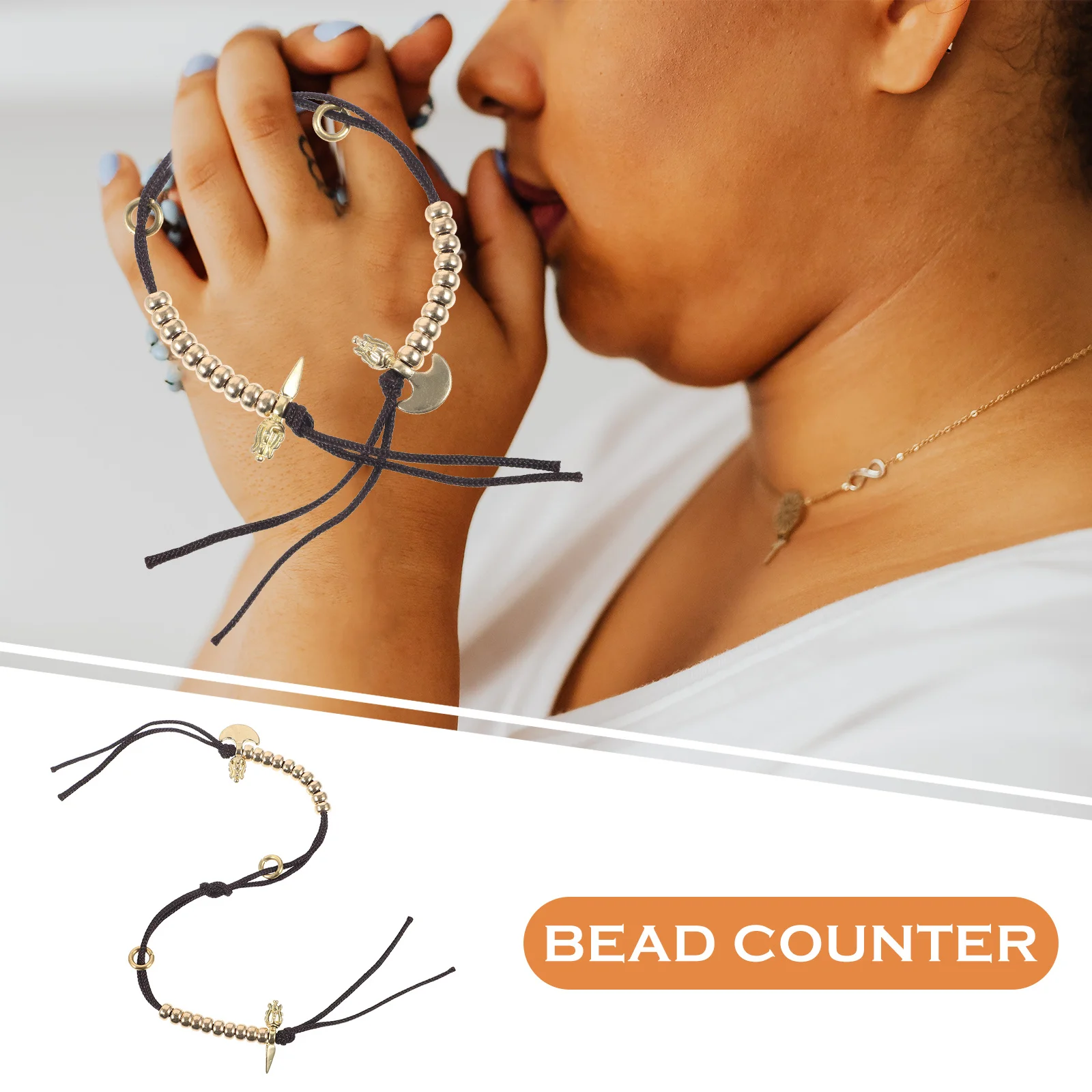 

2pcs Buddha Bead Counter Metal Rope Durable Counting Tool For Chanting Meditation Bead Counting Device Handheld Buddhist Counter