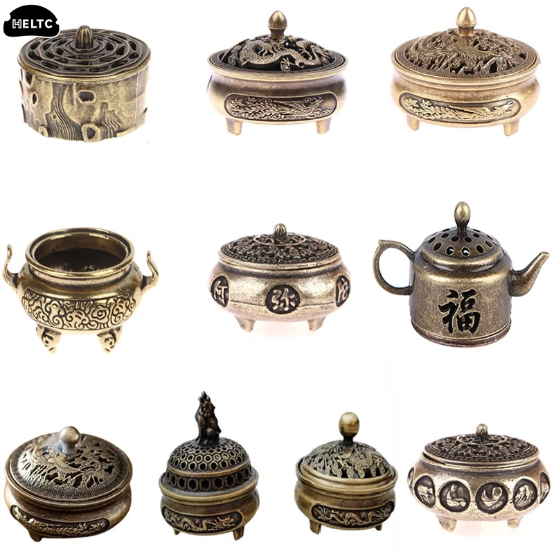 Retro Copper Incense Burner Incense Incense Burner Holder Bronze Vintage Incense Burner Charcoal Stove Luxury Stand IncenseMetal