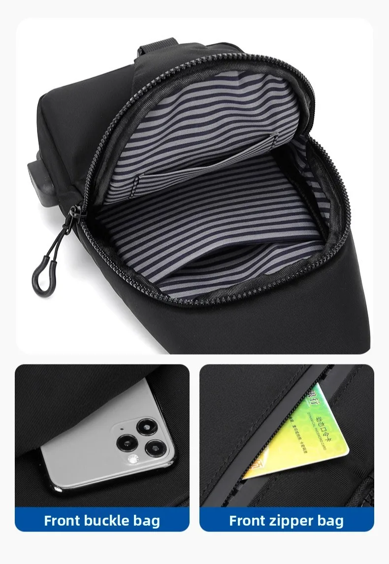 New Fashionable Men's Chest Bag, Simple, Casual and Versatile Crossbody Bag, Multi-functional Large-capacity Single-shoulder Bag