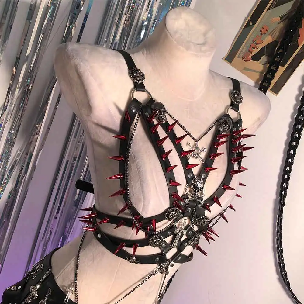 

Spike Studded Rivet Vintage Punk Rock Grunge Goth Skull Teen Y2K TOPS Cyber 90s Gothic Tank Fairy Eco Emo Harajuku E-Girls