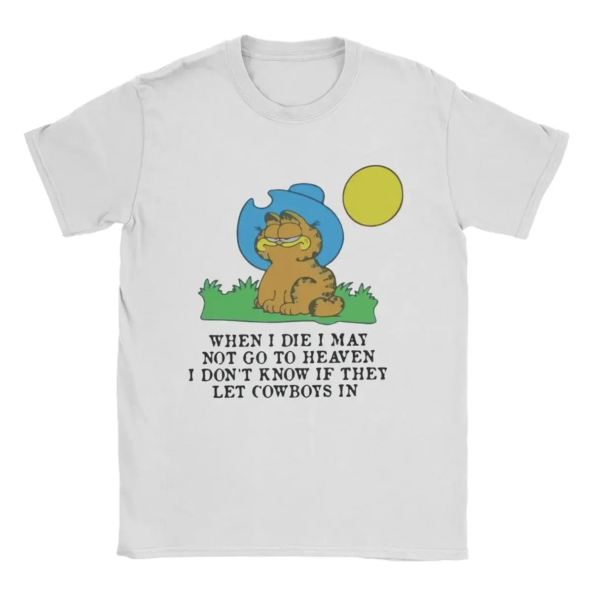 When I Die I May Not Go To Heaven Cowboy Garfielded T Shirts Women T-Shirt Cat Tee Shirt Short Sleeve Clothes