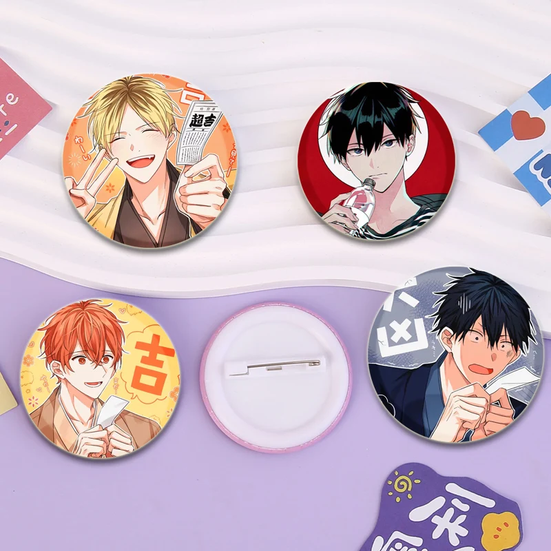 BL Anime GIVEN Pins Satou Mafuyu Uenoyama Ritsuka Cartoon Badge Round Tinplate Brooches Backpack Accessories Daily Ornament