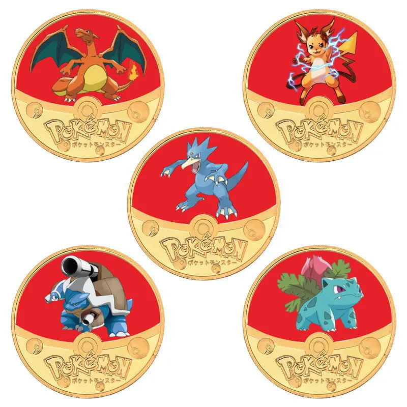 2025 جديد بوكيمون تطور عملة تذكارية بوكيمون أنيمي الطرفية الشكل التذكارية عملة الذهب جمع