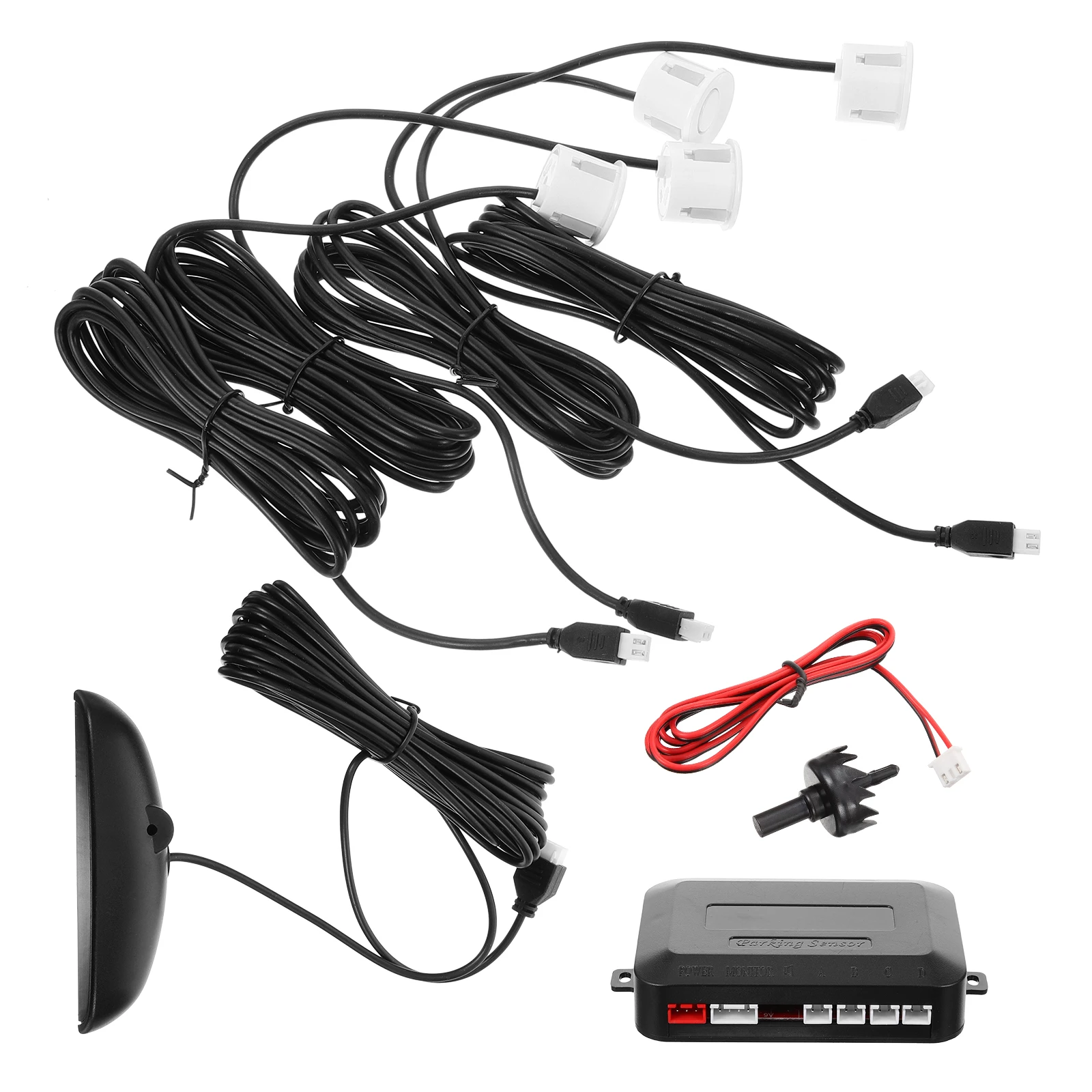 

Reversing Car Parking Assist System 4 Probe LED Voice LCD Display Bumper Guide Rear Accessory White