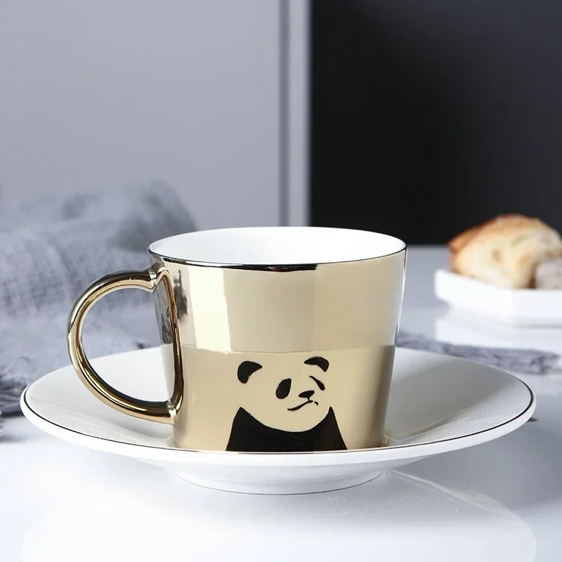 90/230cm Ins Mirror Reflection Creative Horse Anamorphic Cup Mirror Reflection Cup Hummingbird Mug Coffee Tea Set With Coaster