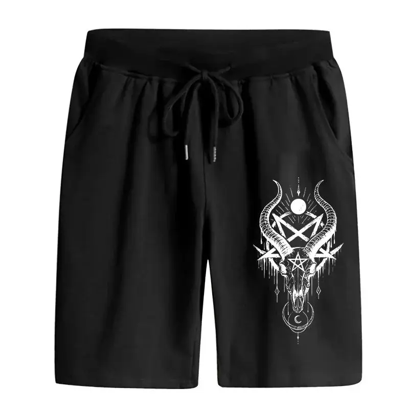 2026 Male Satan Print Walking Shorts High Quality Men's Summer Casual Sports Knee Length Pants Home Outdoor Comfortable Shorts