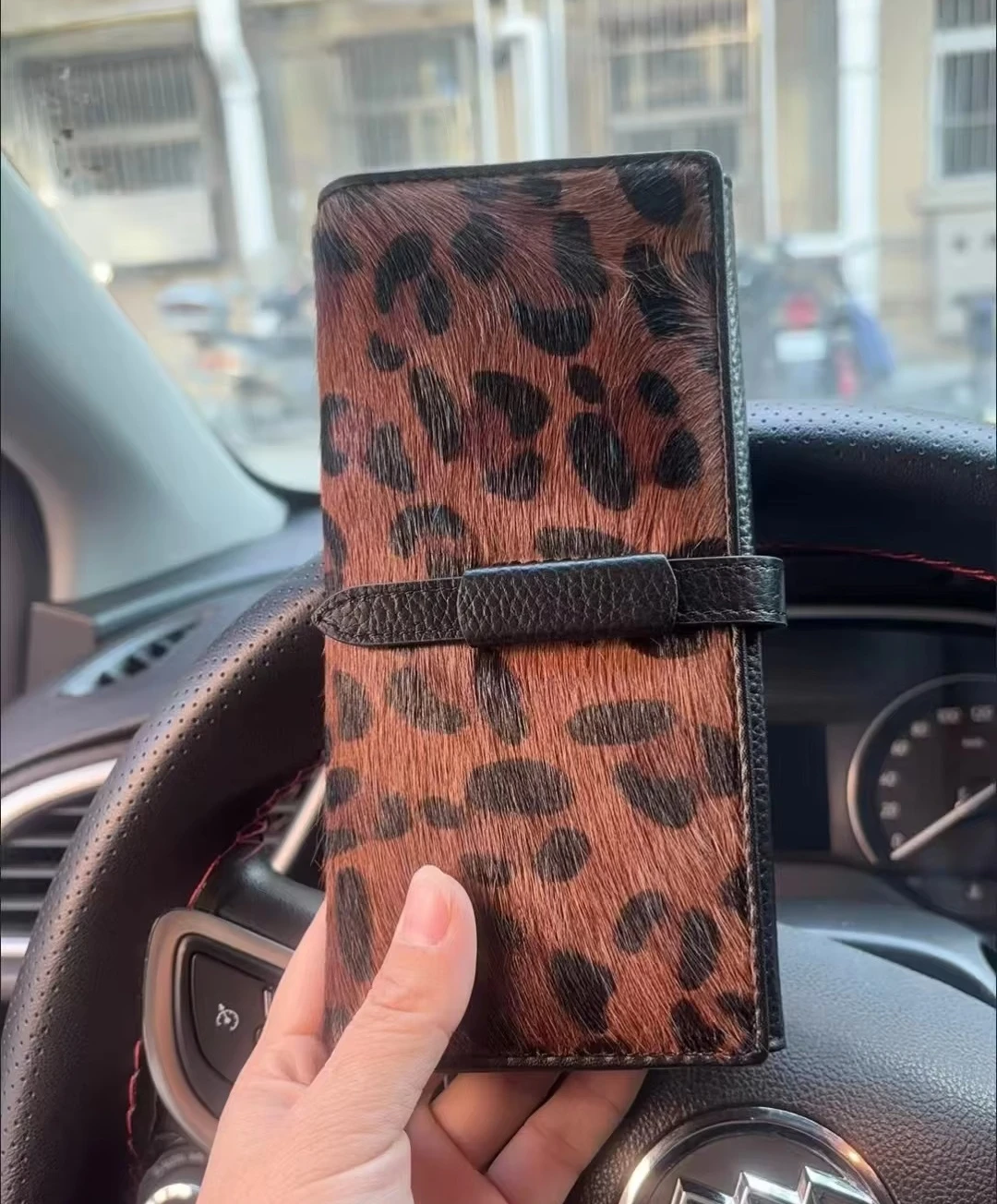 New Fashion Leopard Horsehair with Cow Genuine Leather Women Long Wallets Female Luxury Brand Designer Clutch Gift Cash Purse