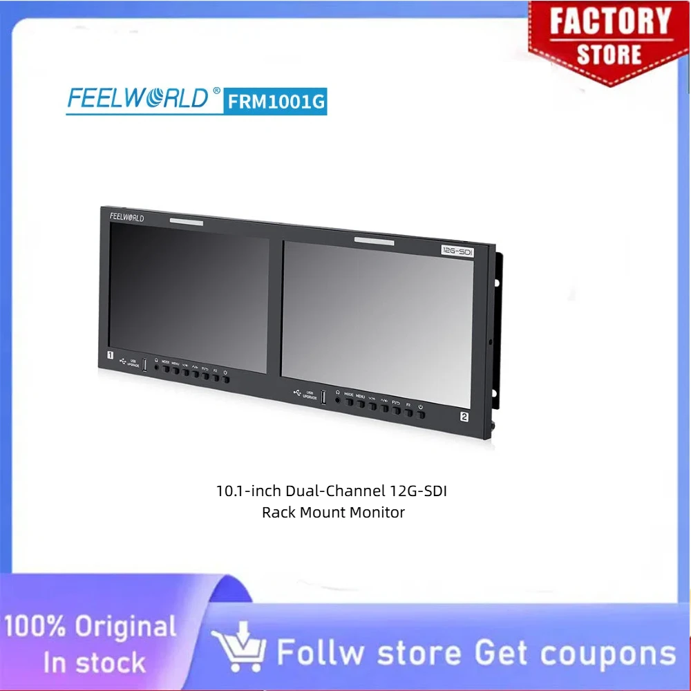 

FEELWORLD FRM1001G 4RU Металлический монитор для установки в стойку 4K 12G-SDI XLR с питанием и широким температурным диапазоном для видеонаблюдения