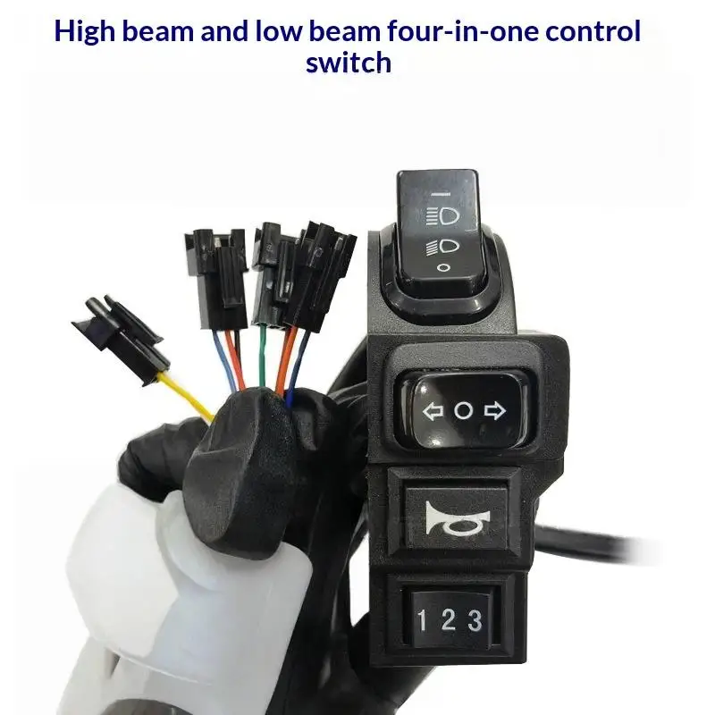 9 Pin 4-in-1 Electric Bicycle Headlight Switch Turn Signal Klaxon Control for Outdoor E-Scooter Cycling Use