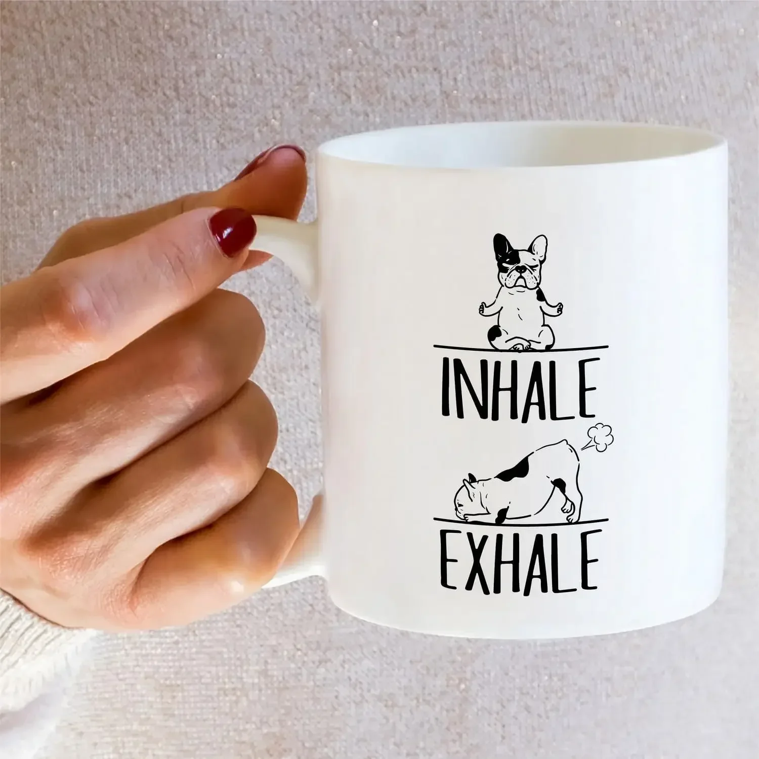 Inhale Exhale Mugs For  Women Gifts Birthday Gifts Novelty Coffee Ceramic Tea Cups White 11 oz mug cup