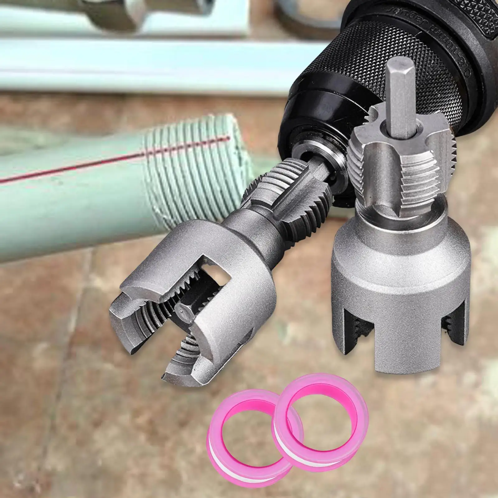 

2 Pieces Tube Threader for Electric Drill for Kitchen Toilet Home Renovation
