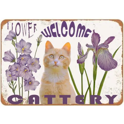 Cat Metal Sign Wall Art Decor Cat Bathroom Decorations Gift For Cat Lover 8x12in