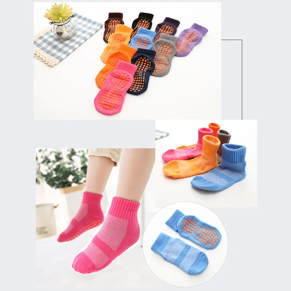 3Pairs Non-Slip Floor Socks Kids Warm Cotton Socks with Sole Grip for Safe Indoor Play Size S 1-4 Years