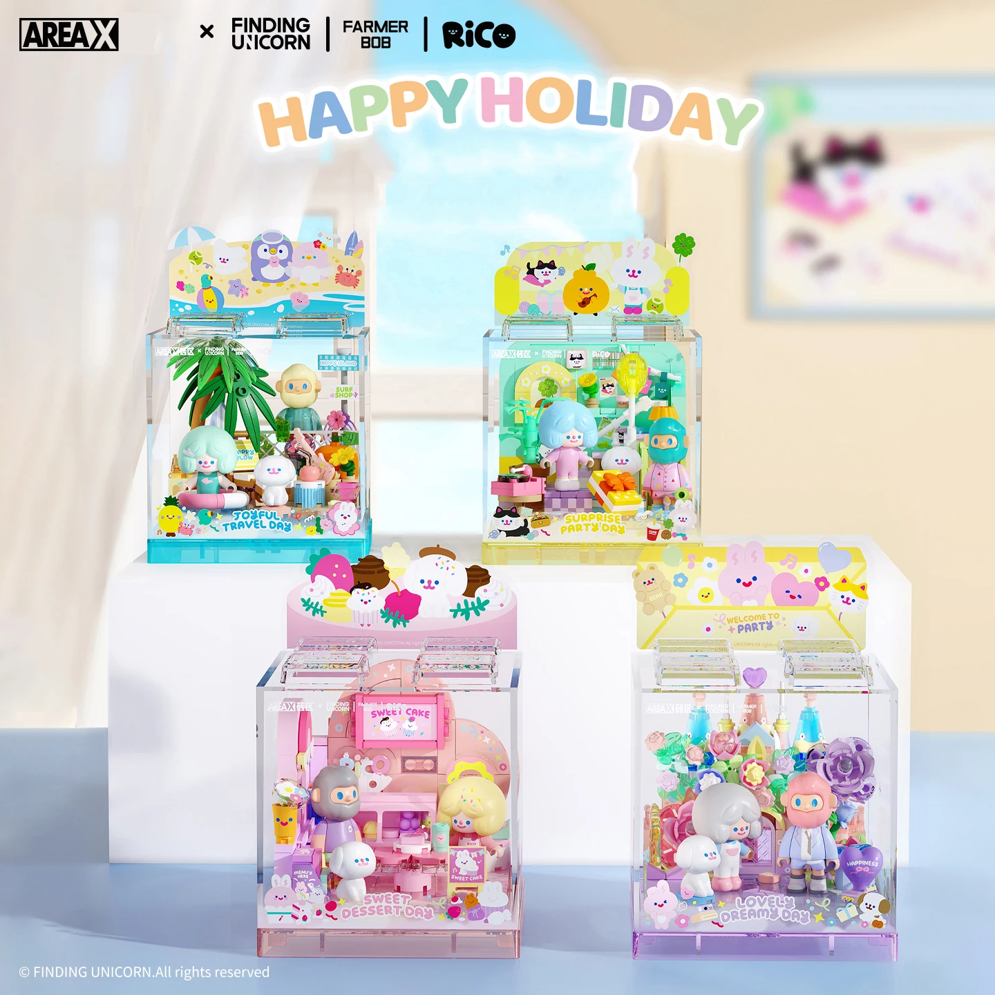 

AREAX FINDING UNICORN FARMER BOB RiCO Happy Holiday Сборка Строительные блоки Стоп Кирпичная коробка Украшение рабочего стола Игрушки Подарки для взрослых