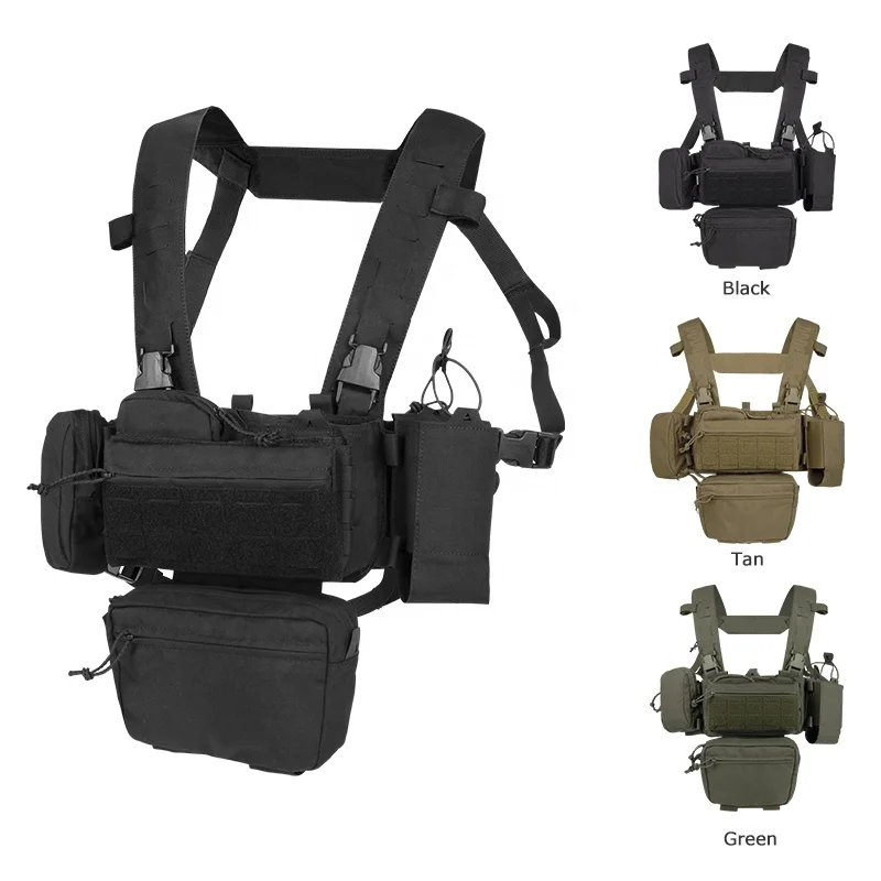 YAKEDA Tactical Bellyband Molle System Body Harness Chest Motion Quick Removal Chest Bag Plate Carrier  Multicam Military Gear