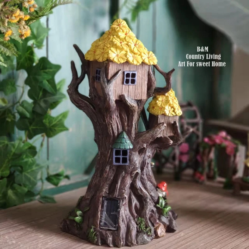 

Outdoor Creative Ornaments Mysterious Tree House Solar House Balcony Outdoor Courtyard Garden Decoration Landscape Nightlight